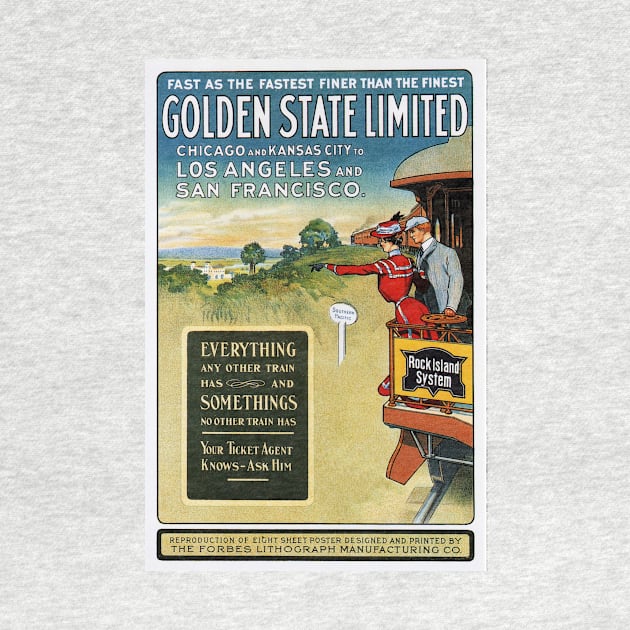 Golden State Limited American Vintage Steam Train Railway by vintageposters